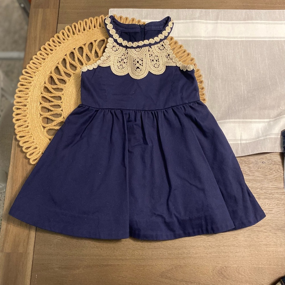 Lily Pulitzer Navy and Gold Shift Dress